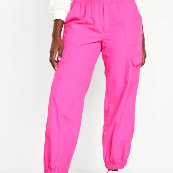 NWT OLD NAVY High-Waisted Ankle-Zip Cargo Jogger  PANTS  Flamingo FeatheLARGE - Picture 5 of 9